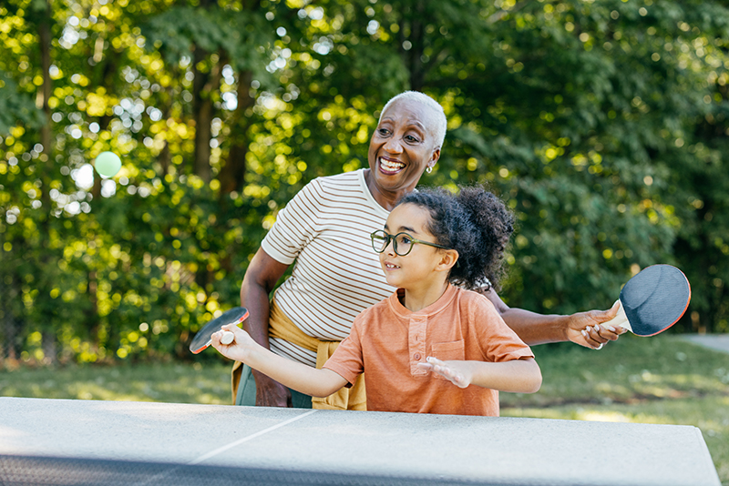Photo of healthy and active grandmother